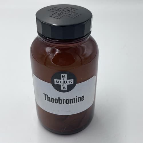 4.75" Merck Theobromine Antique Amber Apothecary Pharmacy Bottle - Thumbnail 2