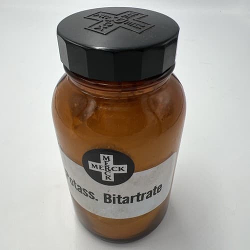 4.75" Merck Potassium Bitartrate 7oz Antique Amber Apothecary Pharmacy Bottle - Thumbnail 2