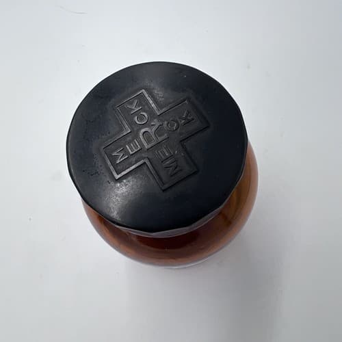 4.75'' Merck Theophylline Ethylenediamine Amber Apothecary Pharmacy Bottle - Thumbnail 3