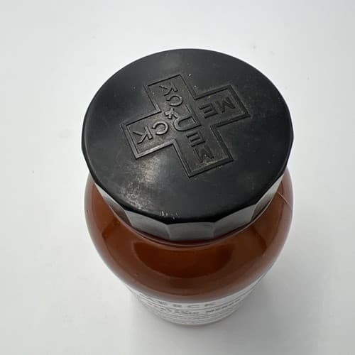 4.75'' Merck acid tartaric Amber Apothecary Pharmacy Bottle - Thumbnail 3
