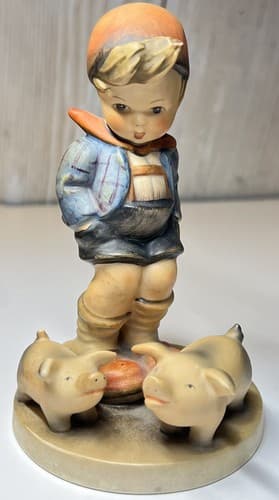 Vintage 1970s Goebel Hummel Figurine Farm Boy w/pigs W Germany 5 1/4”Tall TMK-3 - Thumbnail 3