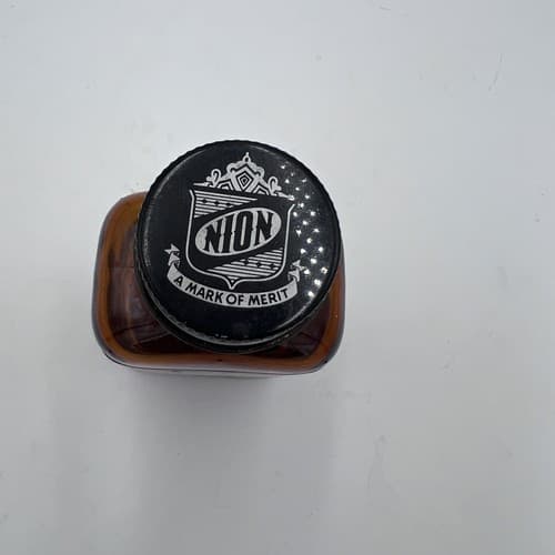 Vintage Amber Bottle Label NION LAX Bottle Anchor Hocking Pharmacy Apothecary - Thumbnail 2