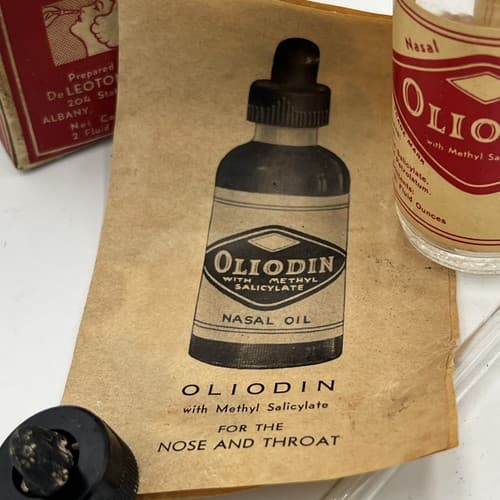 Rare Old Medicine Bottle OLIODIN NASAL OIL”w/Dropper& Original box - Thumbnail 6