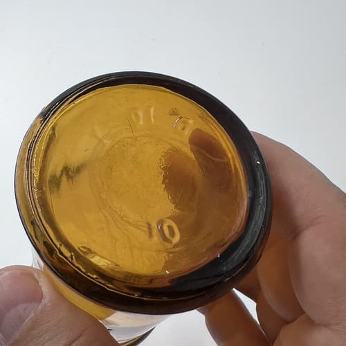 Vintage Embossed Amber Glass Measuring Bottle 1/2 Cup 7.5" - Thumbnail 4