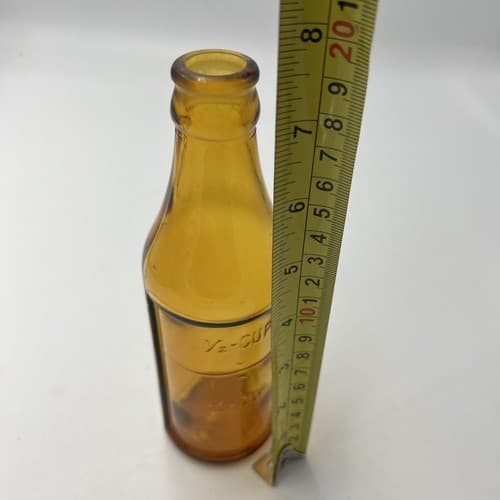 Vintage Embossed Amber Glass Measuring Bottle 1/2 Cup 7.5" - Thumbnail 6