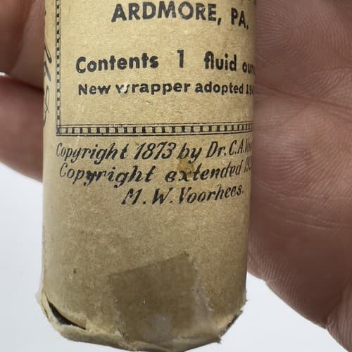 VORHEES BUMSTEAD'S WORM SYRUP 1873 PHILADELPHIA SMOKY AMBER GLASS - Thumbnail 9
