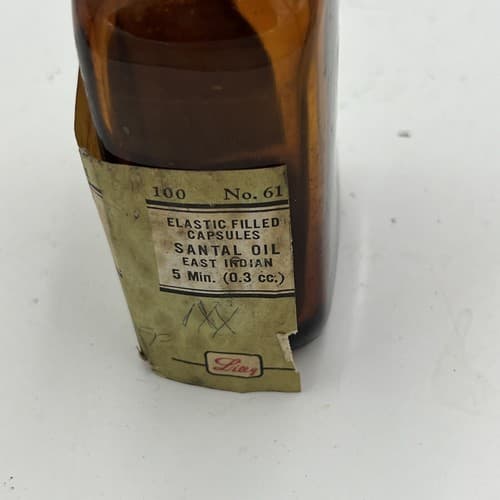 Vintage Lilly Santal Oil Bottle 3.5" Pharmacy Medicinal EMPTY - Thumbnail 3