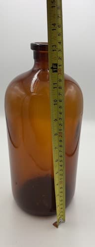 Large Vintage 13 1/2" 2 Mold Amber Apothecary Medicine Beverage Poison Bottle - Thumbnail 4