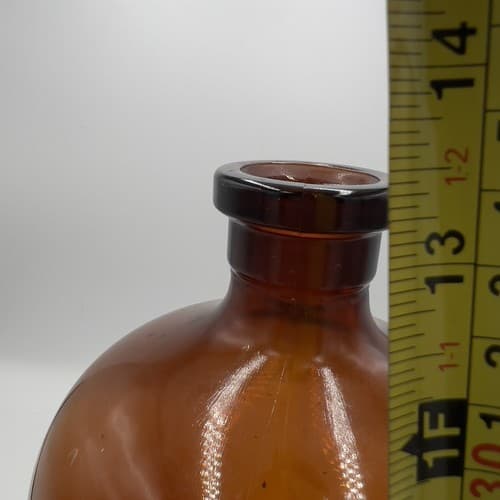 Large Vintage 13 1/2" 2 Mold Amber Apothecary Medicine Beverage Poison Bottle - Thumbnail 2
