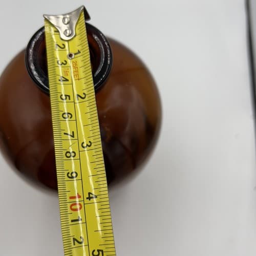 Large Vintage 13 1/2" 2 Mold Amber Apothecary Medicine Beverage Poison Bottle - Thumbnail 6