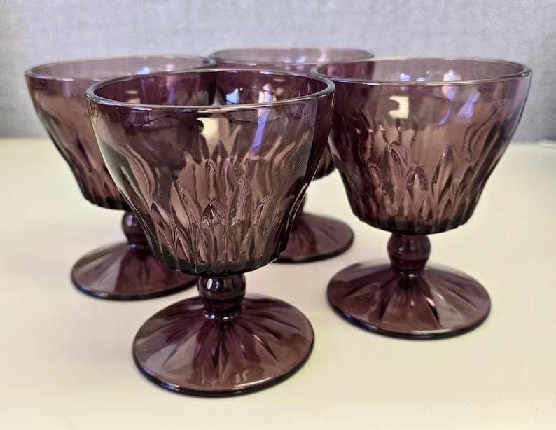 Hazel-Atlas 'Morrocan' Amethyst Glasses Set of 4~ Mid Century Barware - Thumbnail 5