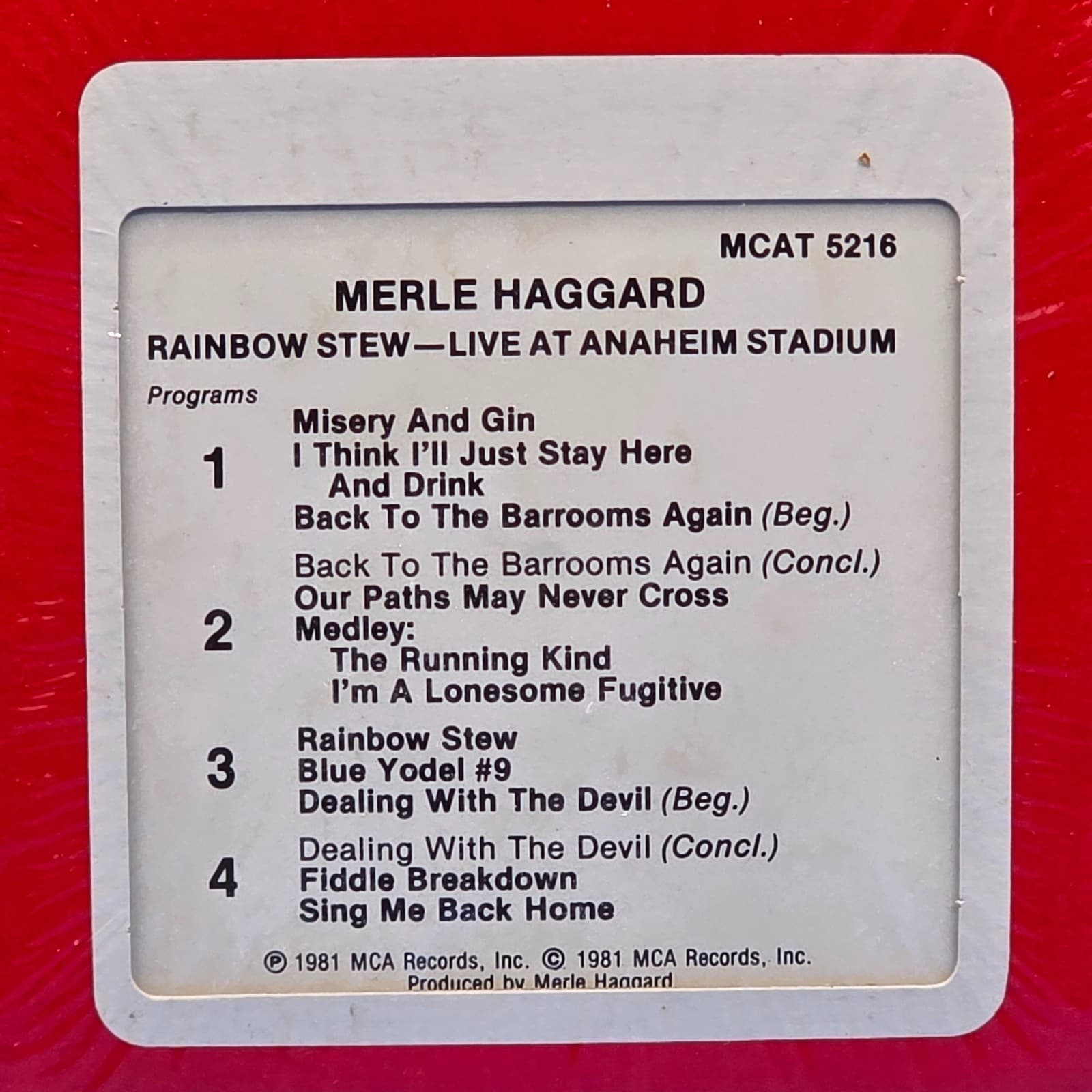 Merle Haggard, Rainbow Stew - Live at Anaheim Stadium (8 Track, 1981 RCA) Sealed - Thumbnail 4