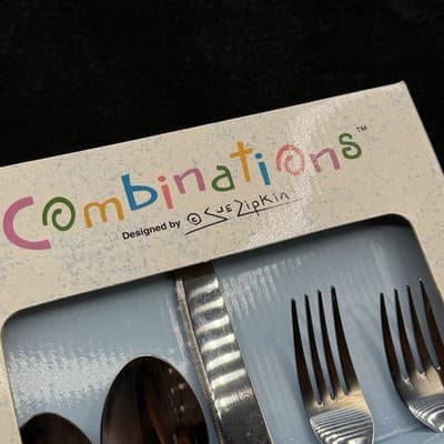 Vtg ECKO Stainless Flatware Combinations Sue Zipkin Retro 20 Set Purple Handle - Thumbnail 4