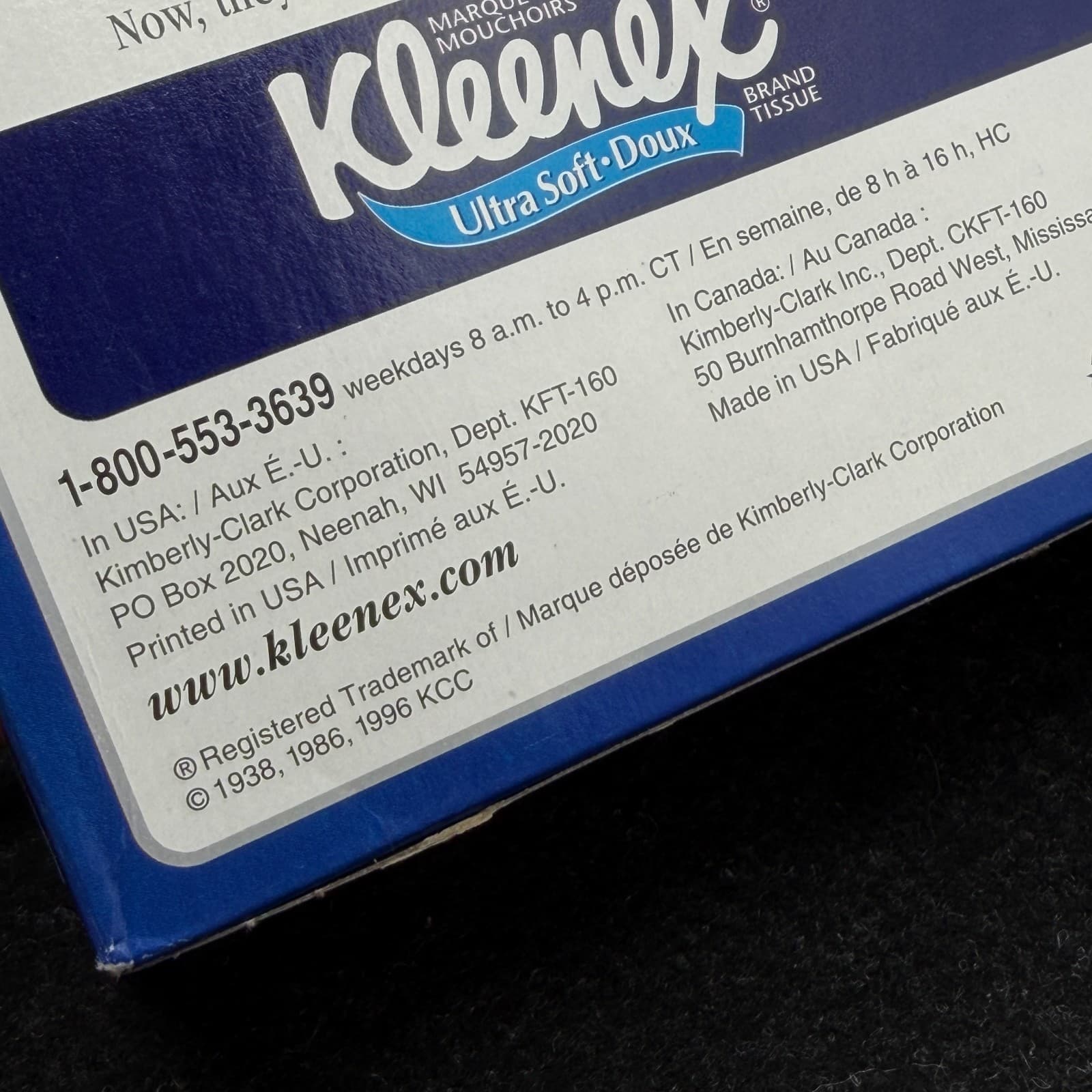 Vintage 1996 BLUE Kleenex Lotion Tissue 160 2-ply unopened box - Thumbnail 7