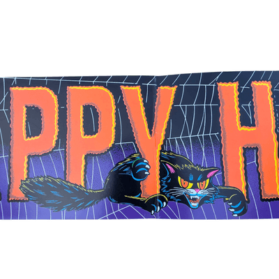 Vintage 1992 Beistle Happy Halloween Sign Black Cat Spider Made In USA Decor Art - Thumbnail 4