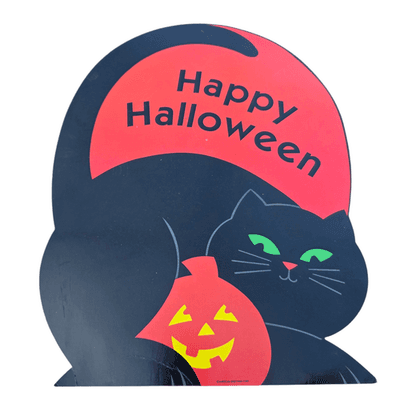 Vintage Halloween Black Cat Pumpkin Sign American Greetings 13x11 Inch Decor - Thumbnail 4