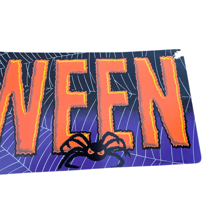Vintage 1992 Beistle Happy Halloween Sign Black Cat Spider Made In USA Decor Art - Thumbnail 5