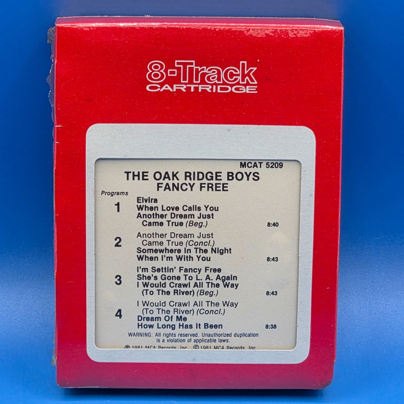 The Oak Ridge Boys - Fancy Free - 8 Track Tape - New and Still Sealed - Thumbnail 3