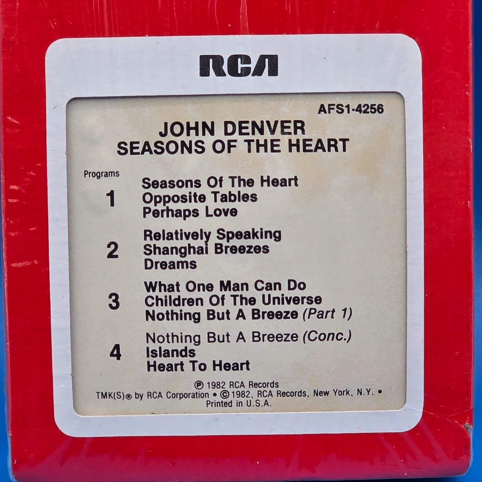 NEW SEALED John Denver Seasons of The Heart 8-Track Cartridge AFS1-4256 RCA 1982 - Thumbnail 3