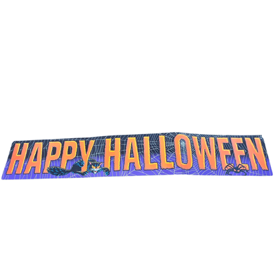 Vintage 1992 Beistle Happy Halloween Sign Black Cat Spider Made In USA Decor Art - Thumbnail 2