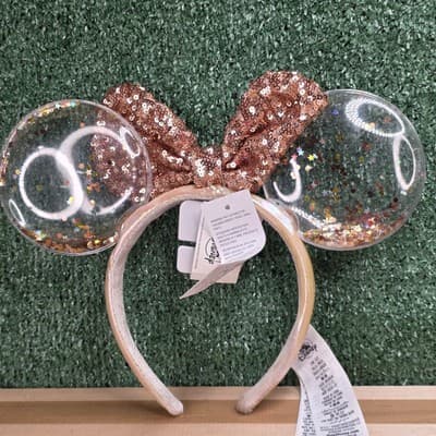 New Disney Parks D23 Expo 2022 Rose Gold Glitter Minnie Ears Headband - Thumbnail 2