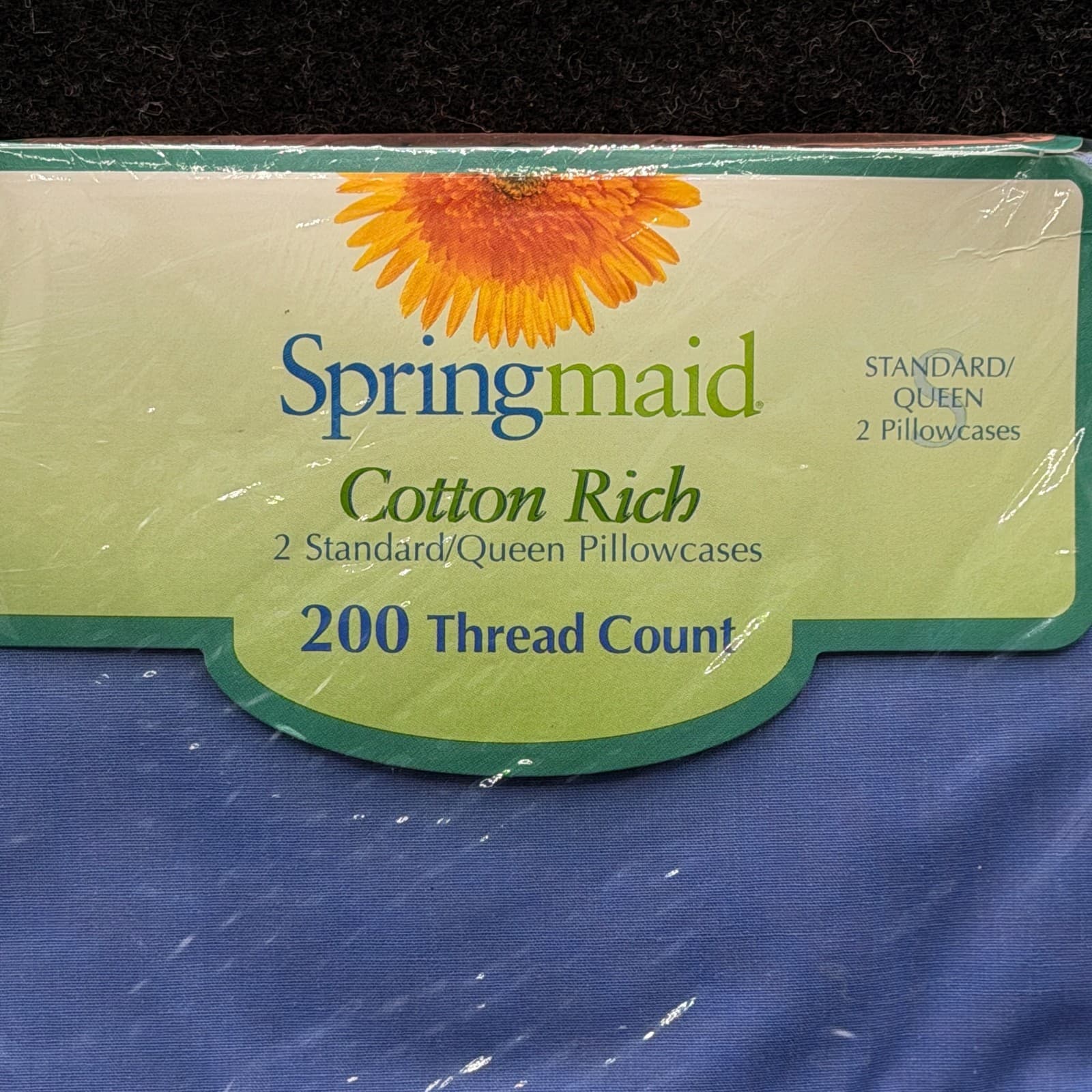 VINTAGE SET OF 2 SPRINGMAID COTTON RICH STANDARD / QUEEN BLUE PILLOWCASES - Thumbnail 2