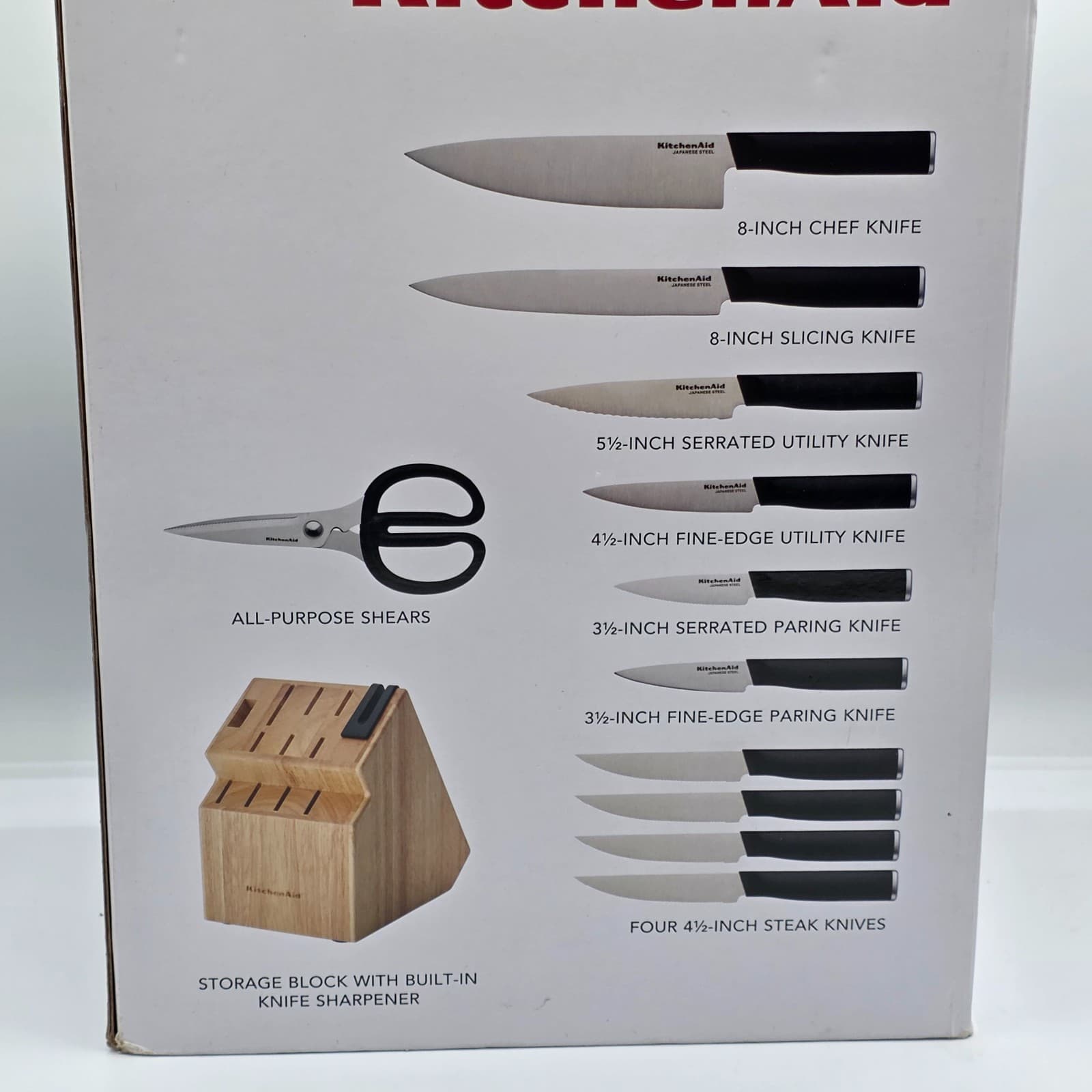 KitchenAid Classic Japanese Steel 12 piece Knife Block Set & Built in Sharpener - Thumbnail 6
