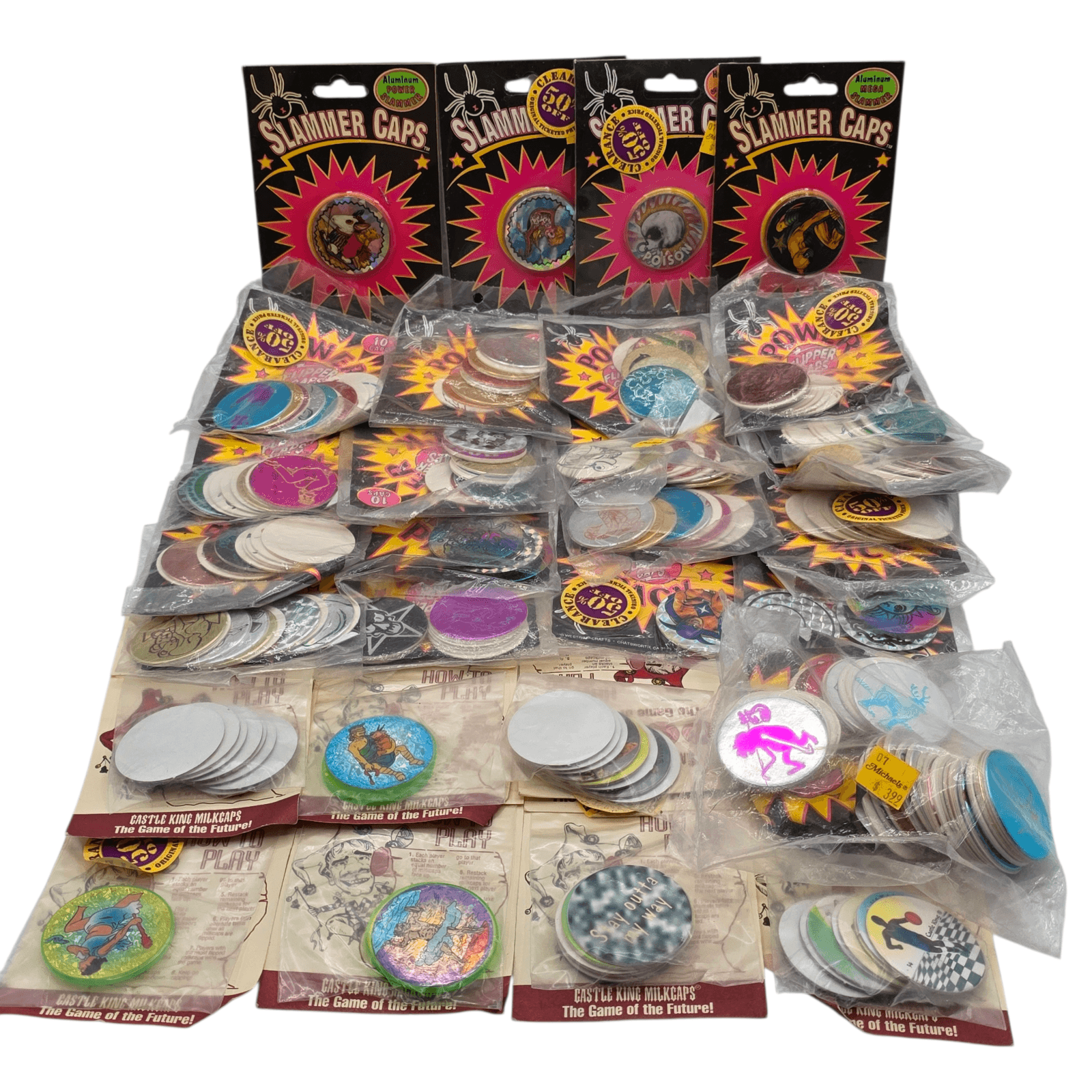 Vintage POGs And Slammers Lot of 29 Milk Caps and Laser Caps OLD STOCK