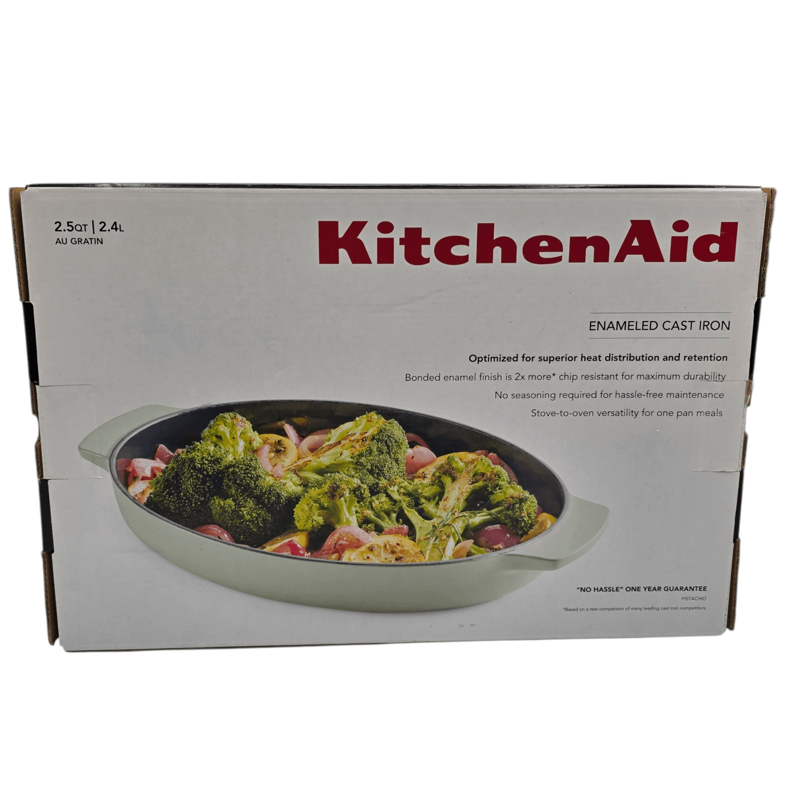 Kitchen Aid Enameled Cast Iron Au Gratin Oval Roasting Pan 2.5 Quart PISTACHIO - Thumbnail 8