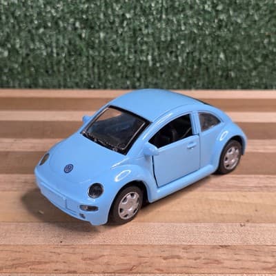 1998 Volkswagen New Beetle New Ray 1:32 Speedy Power Blue Pull Back VW Diecast