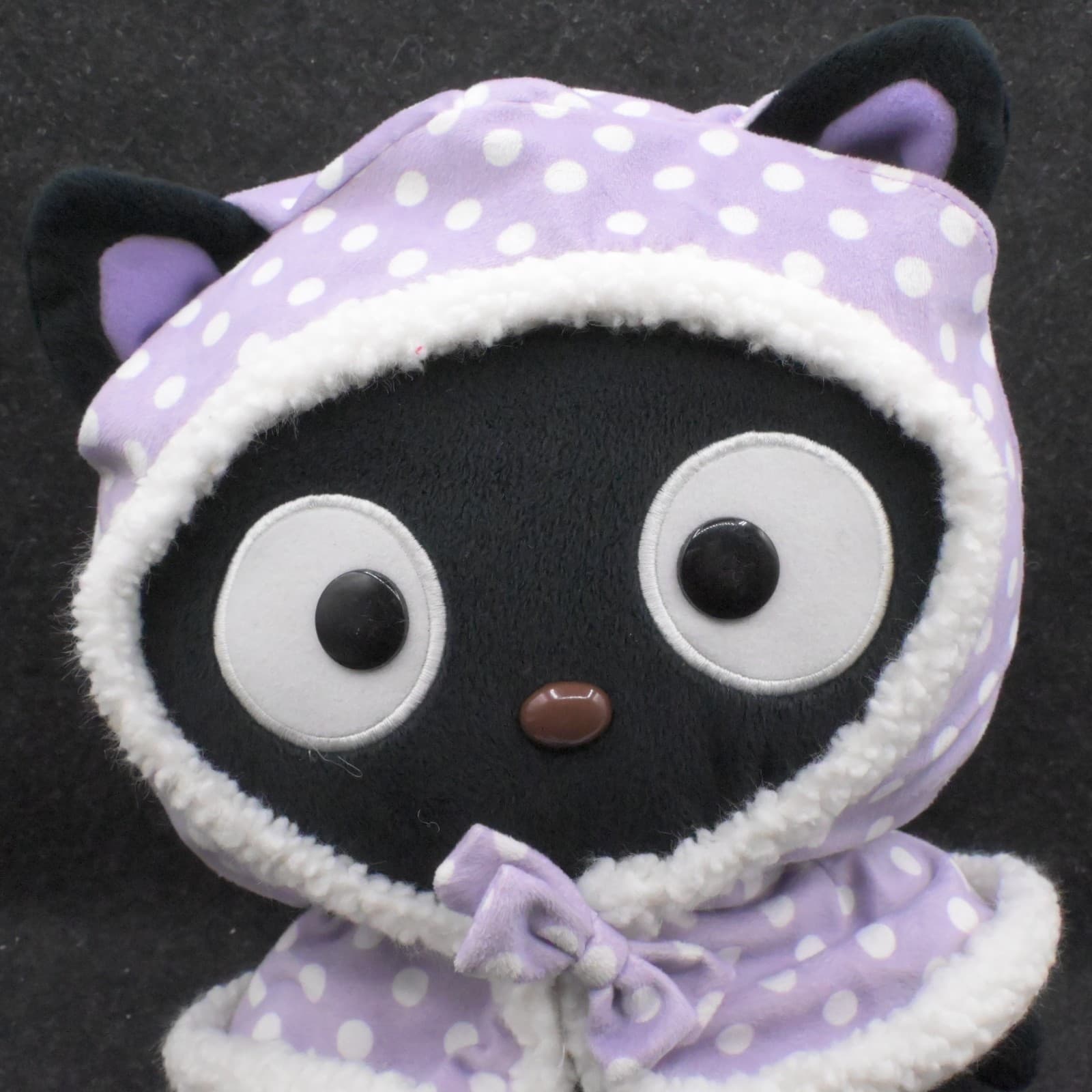 Chococat Sanrio Purple Polkadot Hoodie Plush Clover Foot 2011 RARE - Thumbnail 2