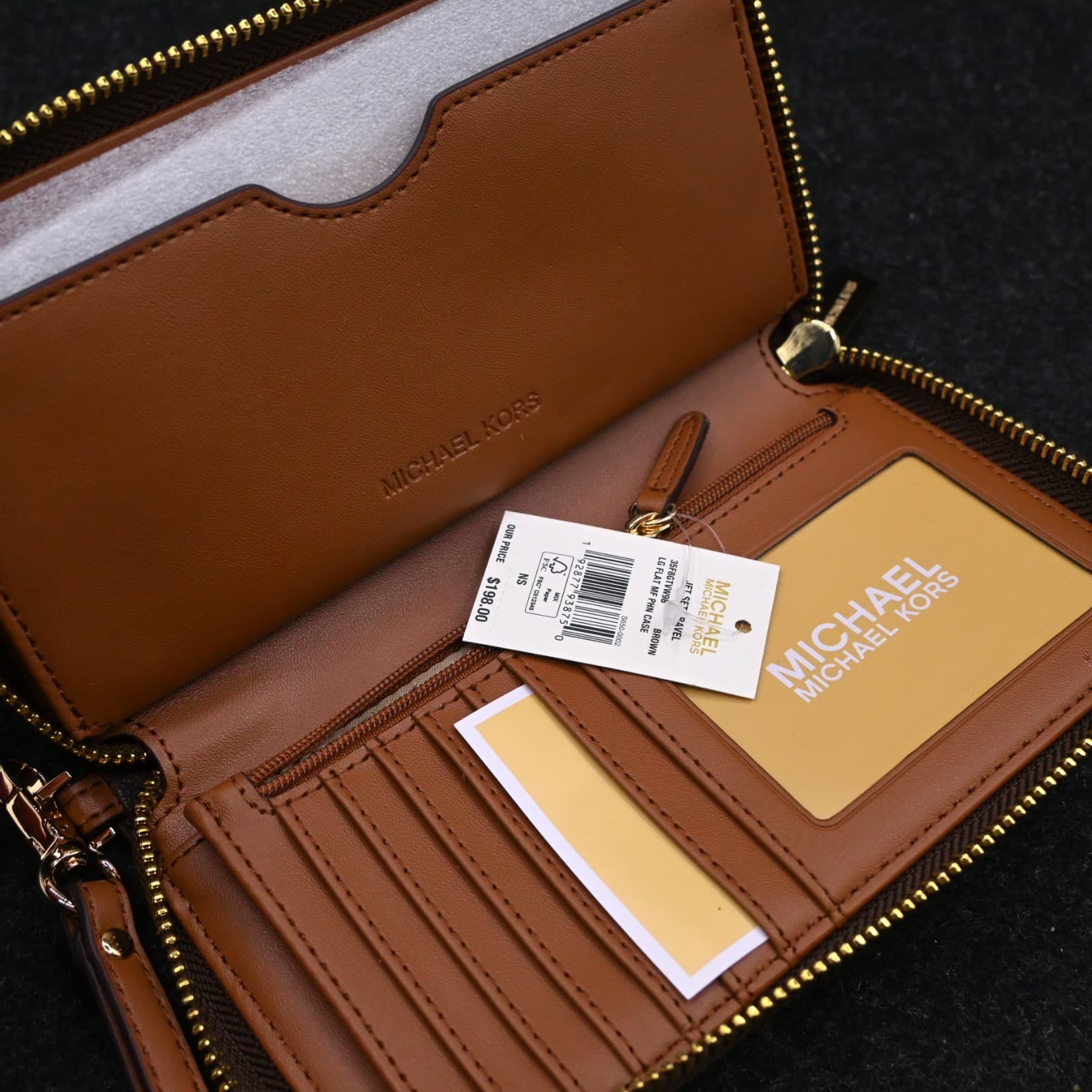 Michael Kors Jet Set Travel Multifunction Large Phone Case Wallet MK Brown - Thumbnail 7