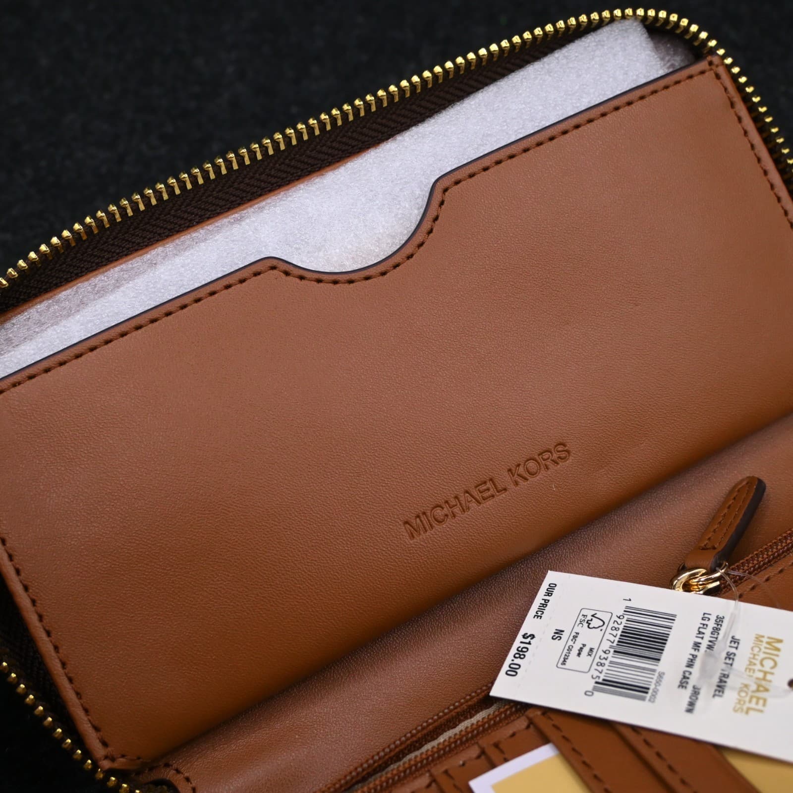 Michael Kors Jet Set Travel Multifunction Large Phone Case Wallet MK Brown - Thumbnail 8