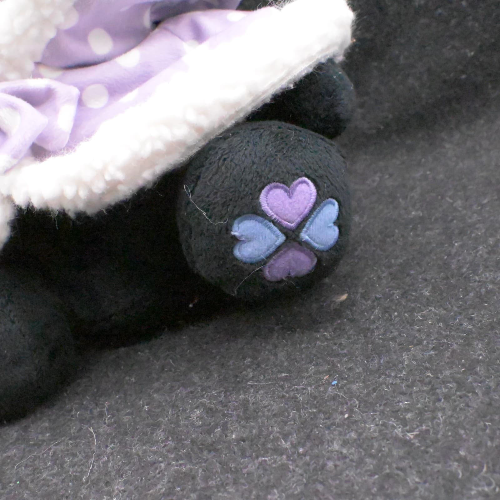 Chococat Sanrio Purple Polkadot Hoodie Plush Clover Foot 2011 RARE - Thumbnail 4