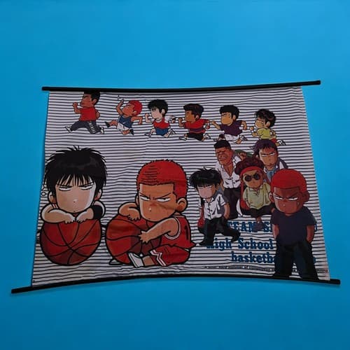 Vintage SLAM DUNK Shohoku High School Rare Anime Wall Fabric Scroll 45"x31" Rare