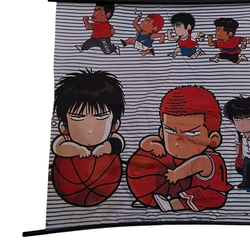 Vintage SLAM DUNK Shohoku High School Rare Anime Wall Fabric Scroll 45"x31" Rare - Thumbnail 3