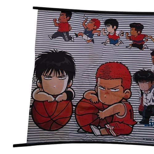 Vintage SLAM DUNK Shohoku High School Rare Anime Wall Fabric Scroll 45"x31" Rare - Thumbnail 2