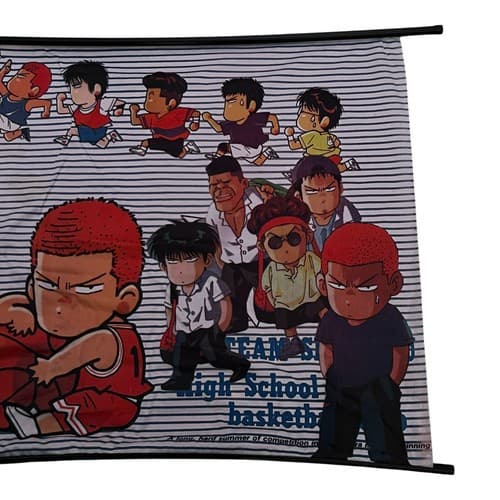 Vintage SLAM DUNK Shohoku High School Rare Anime Wall Fabric Scroll 45"x31" Rare - Thumbnail 5