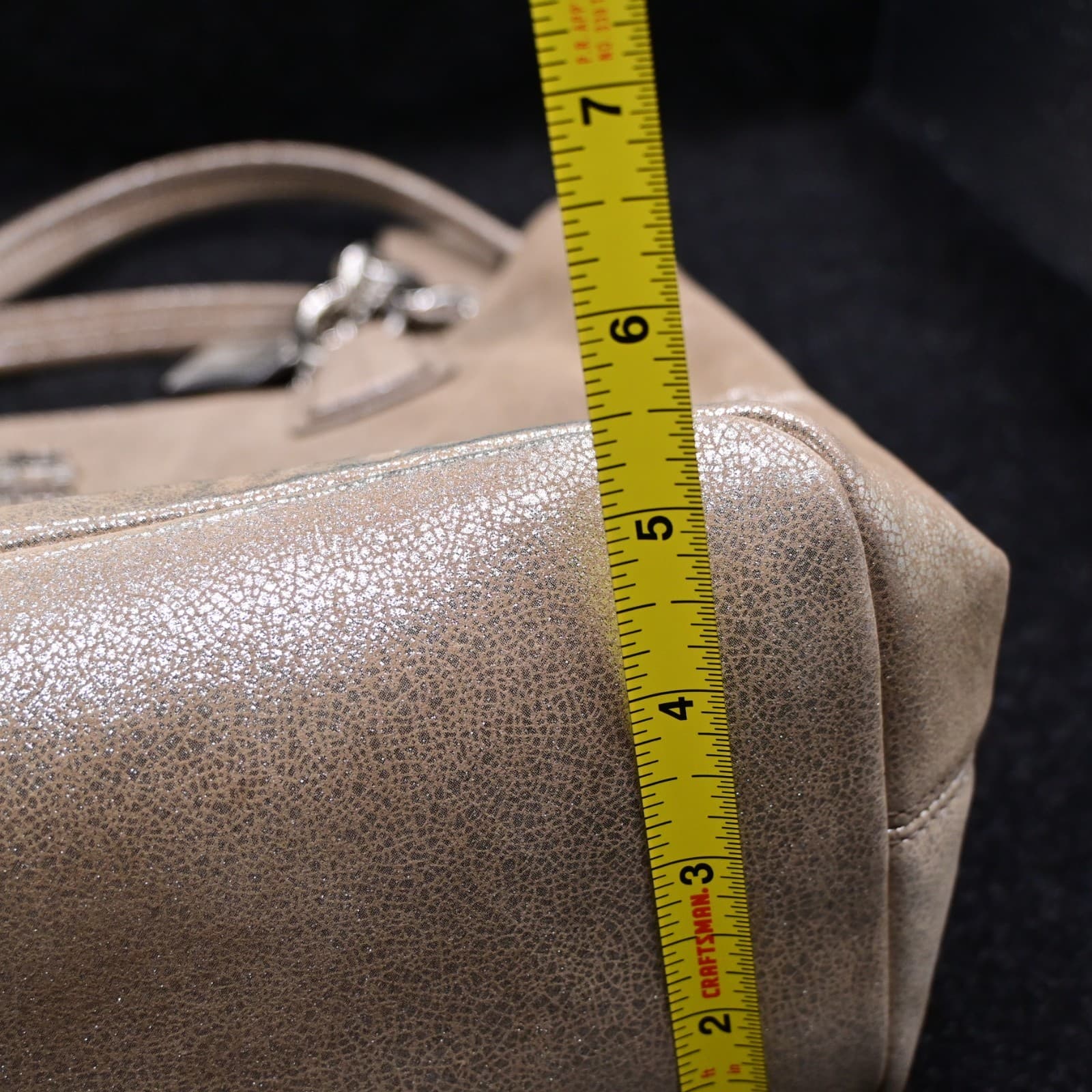 Coach Chelsea Platinum Metallic Gold Tote Bag Silver Chain Light Blue Lining - Thumbnail 15