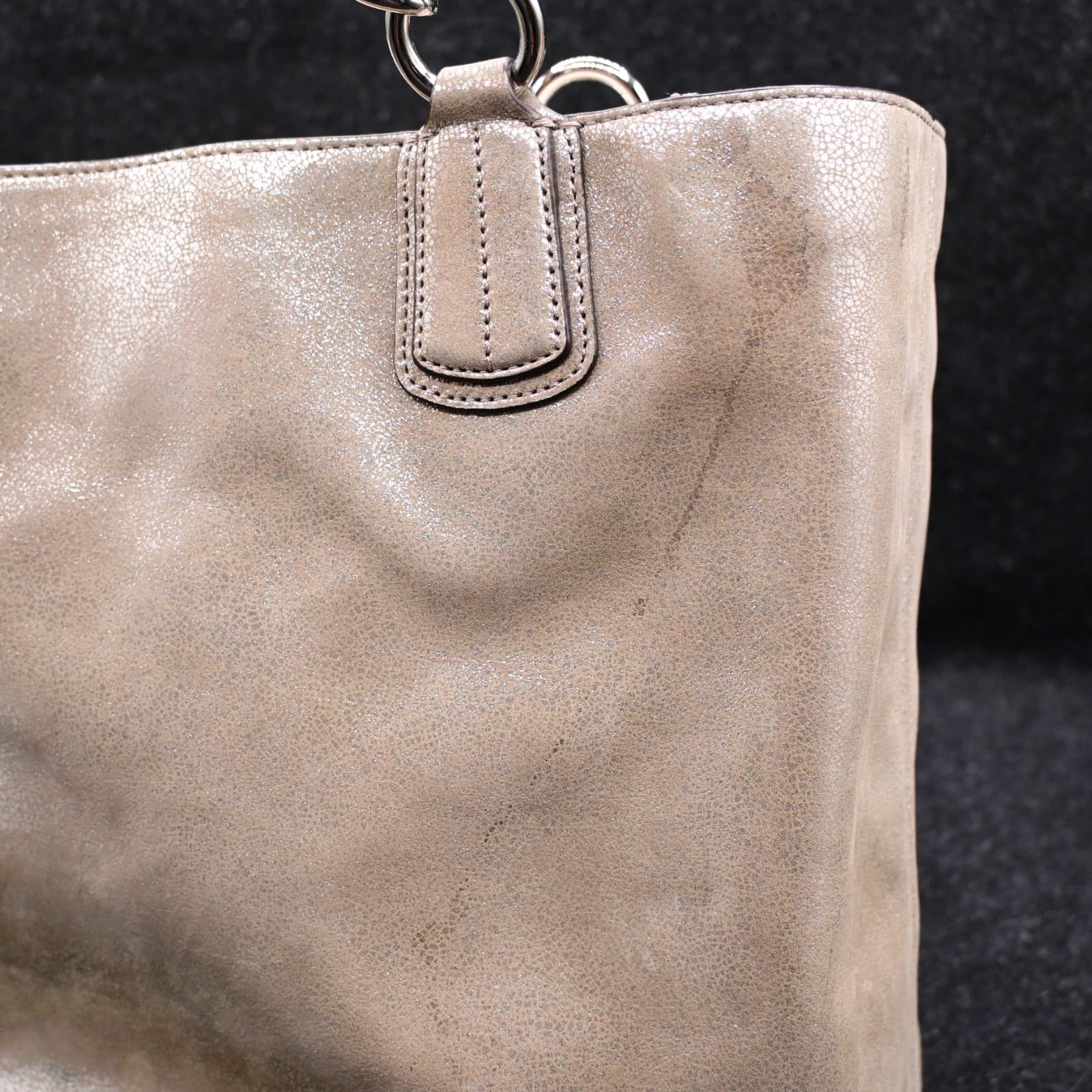 Coach Chelsea Platinum Metallic Gold Tote Bag Silver Chain Light Blue Lining - Thumbnail 7
