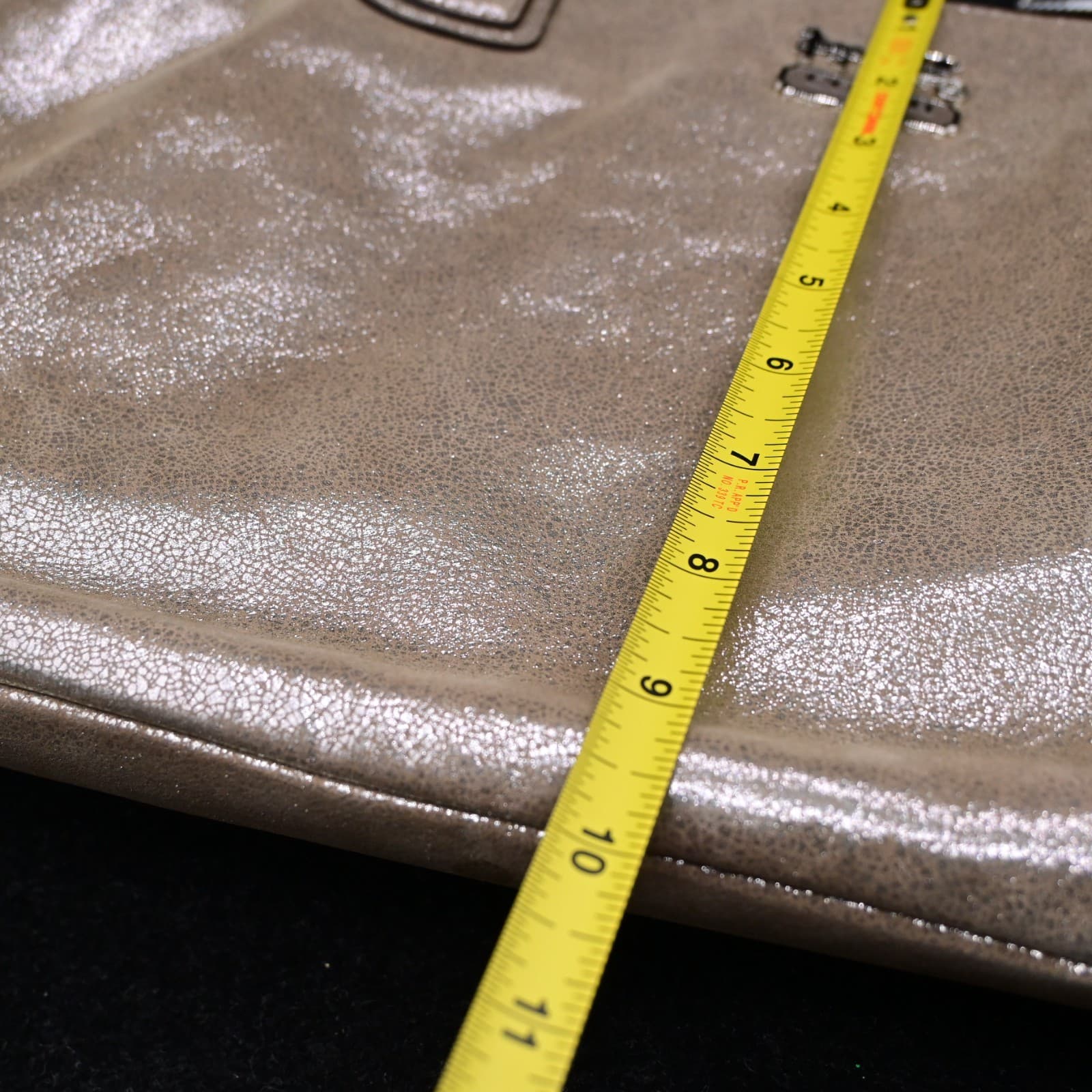 Coach Chelsea Platinum Metallic Gold Tote Bag Silver Chain Light Blue Lining - Thumbnail 14