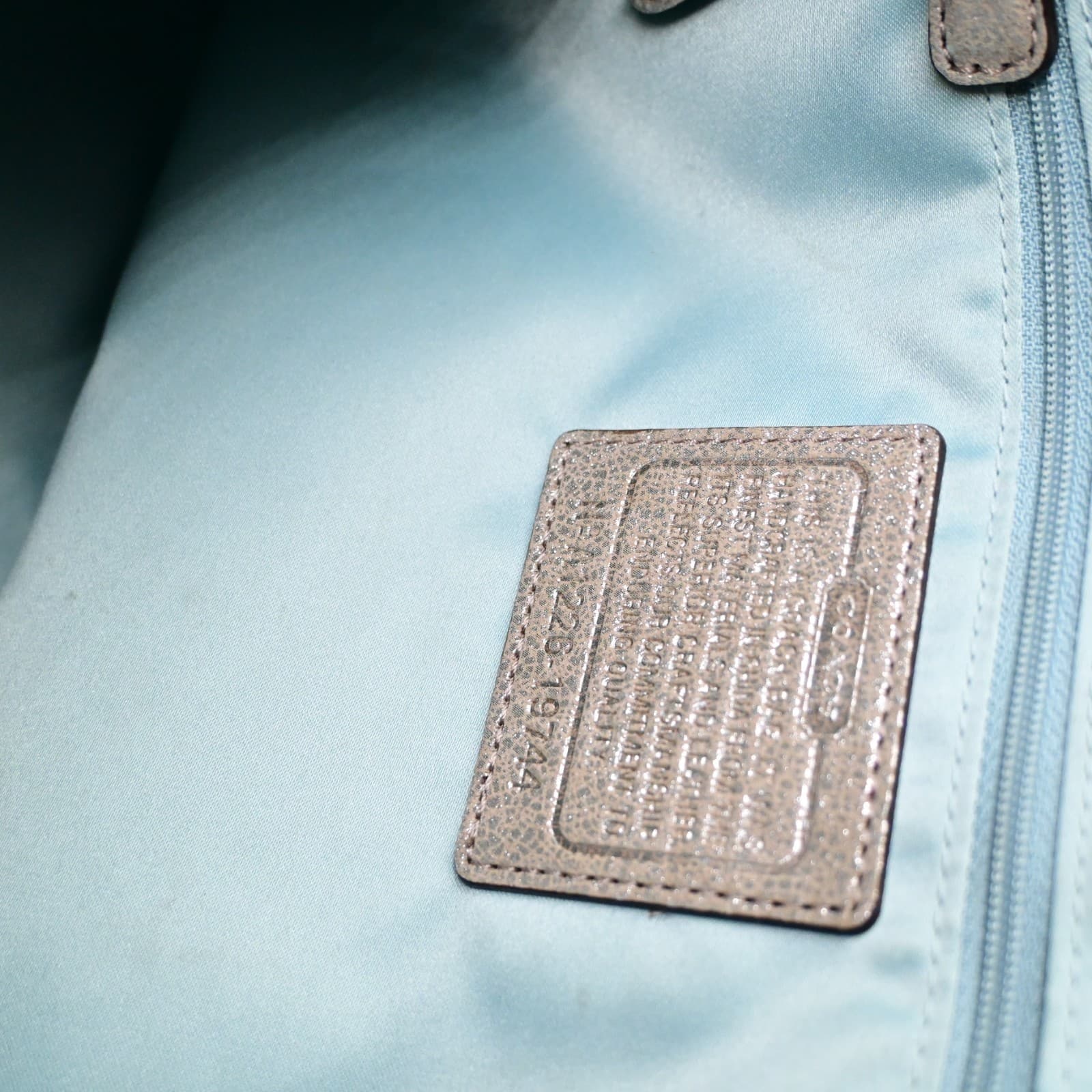 Coach Chelsea Platinum Metallic Gold Tote Bag Silver Chain Light Blue Lining - Thumbnail 12