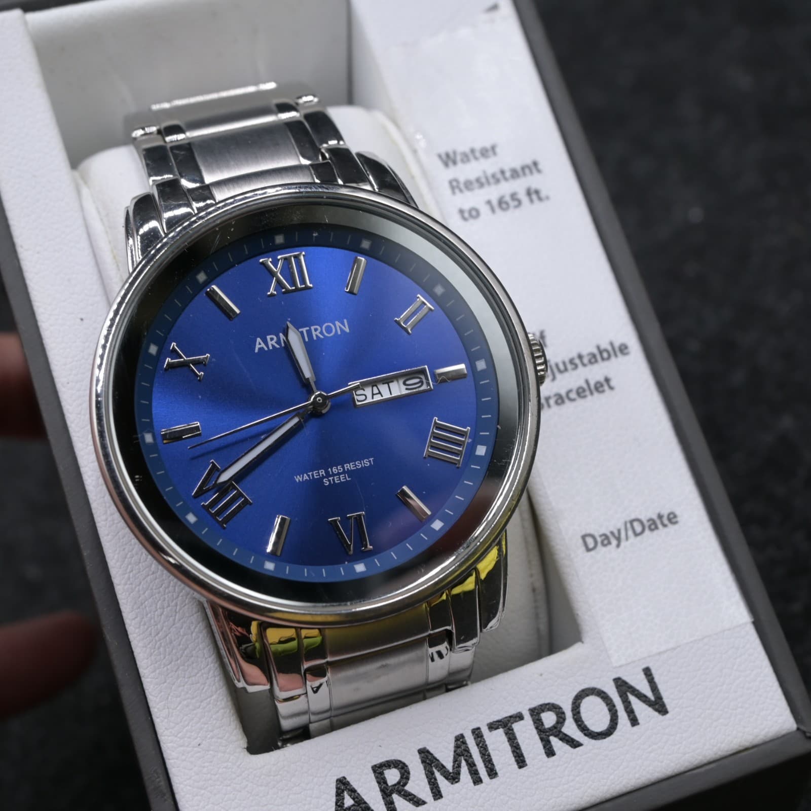 Armitron watch ,PC33 20/4935sv,blue dial with day/date, clasp band - Thumbnail 7