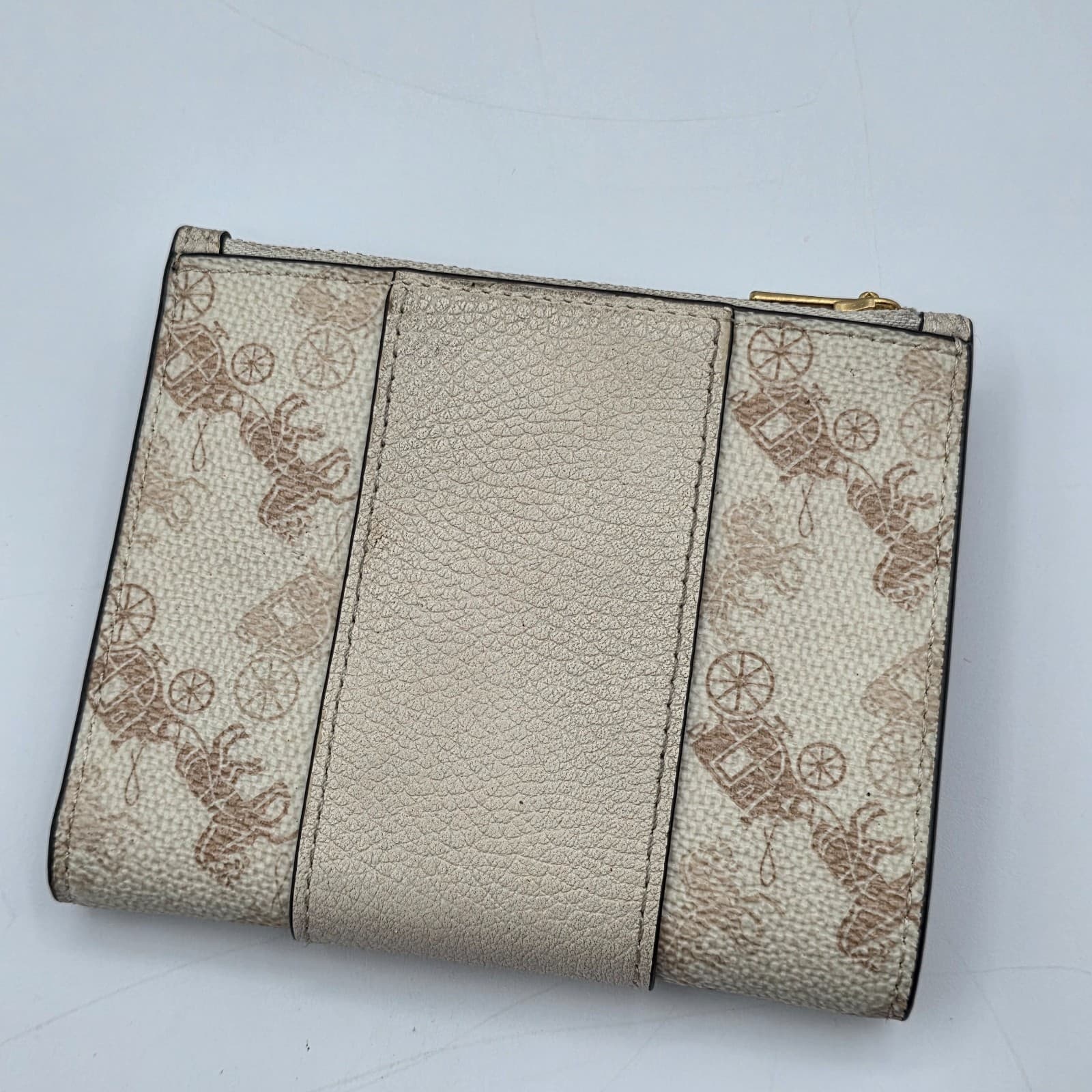 Coach Horse & Carriage Bifold Snap Wallet Chalk Taupe C9610 - Thumbnail 3