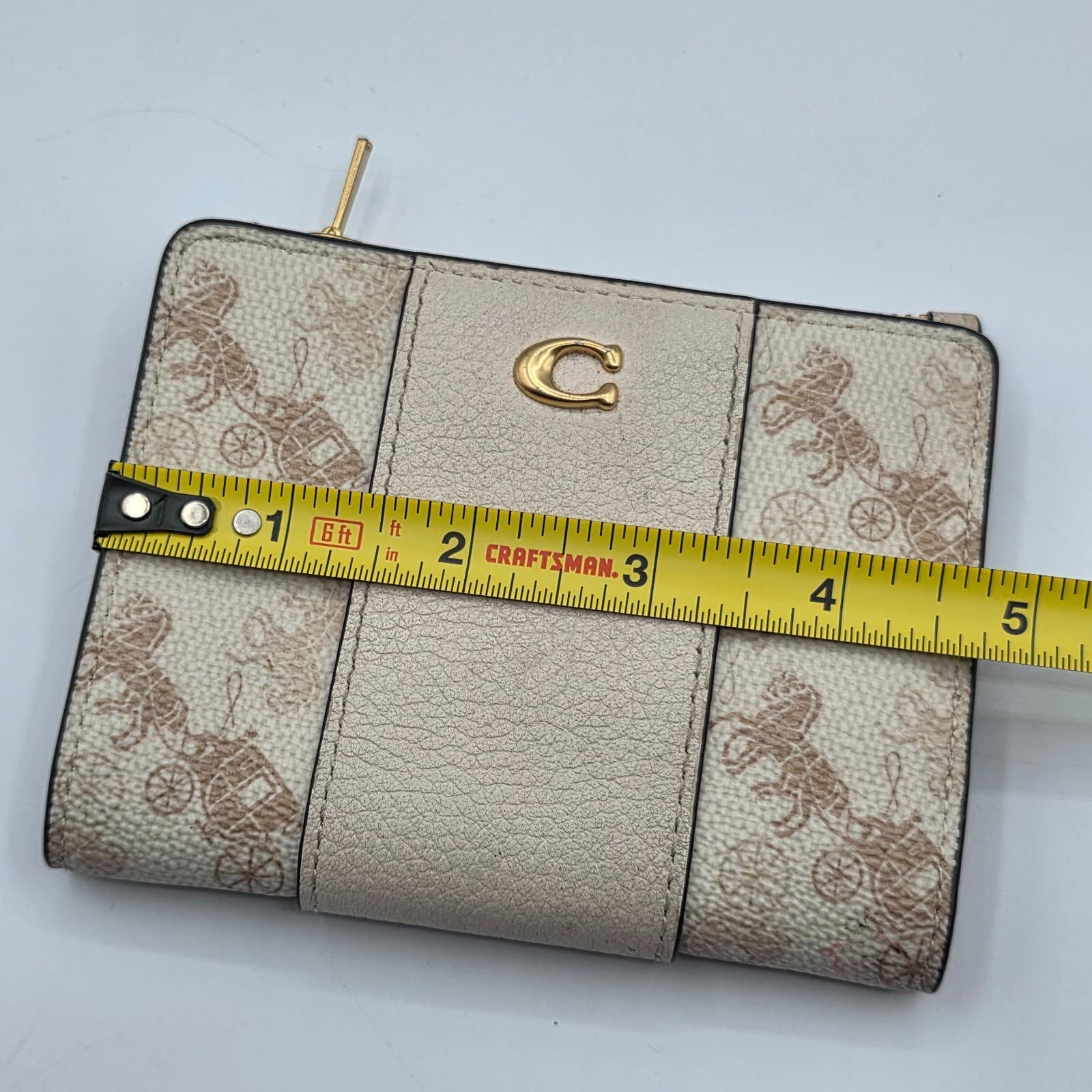 Coach Horse & Carriage Bifold Snap Wallet Chalk Taupe C9610 - Thumbnail 8
