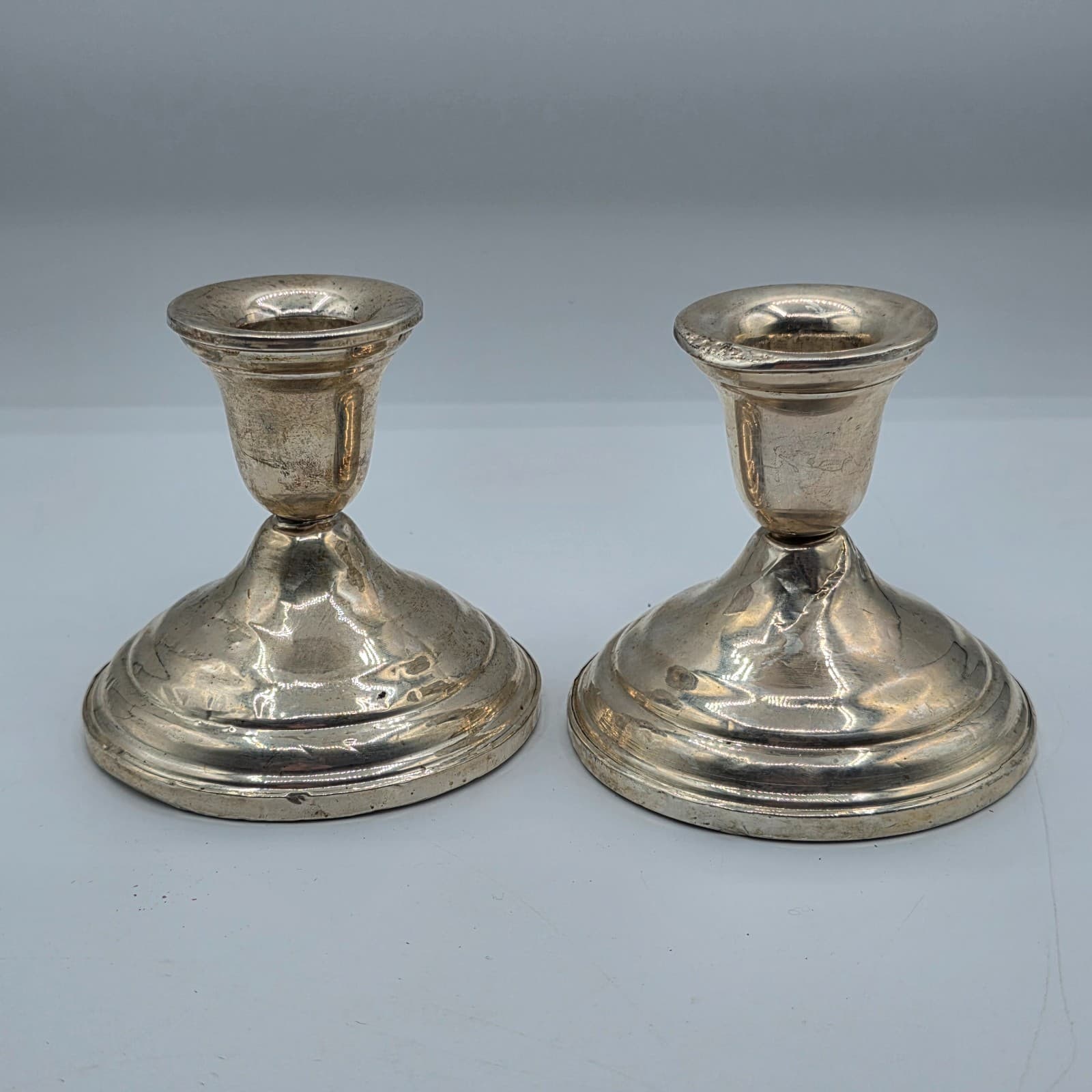 Vintage Sterling Silver International weighted Candlestick Set 3.25"
