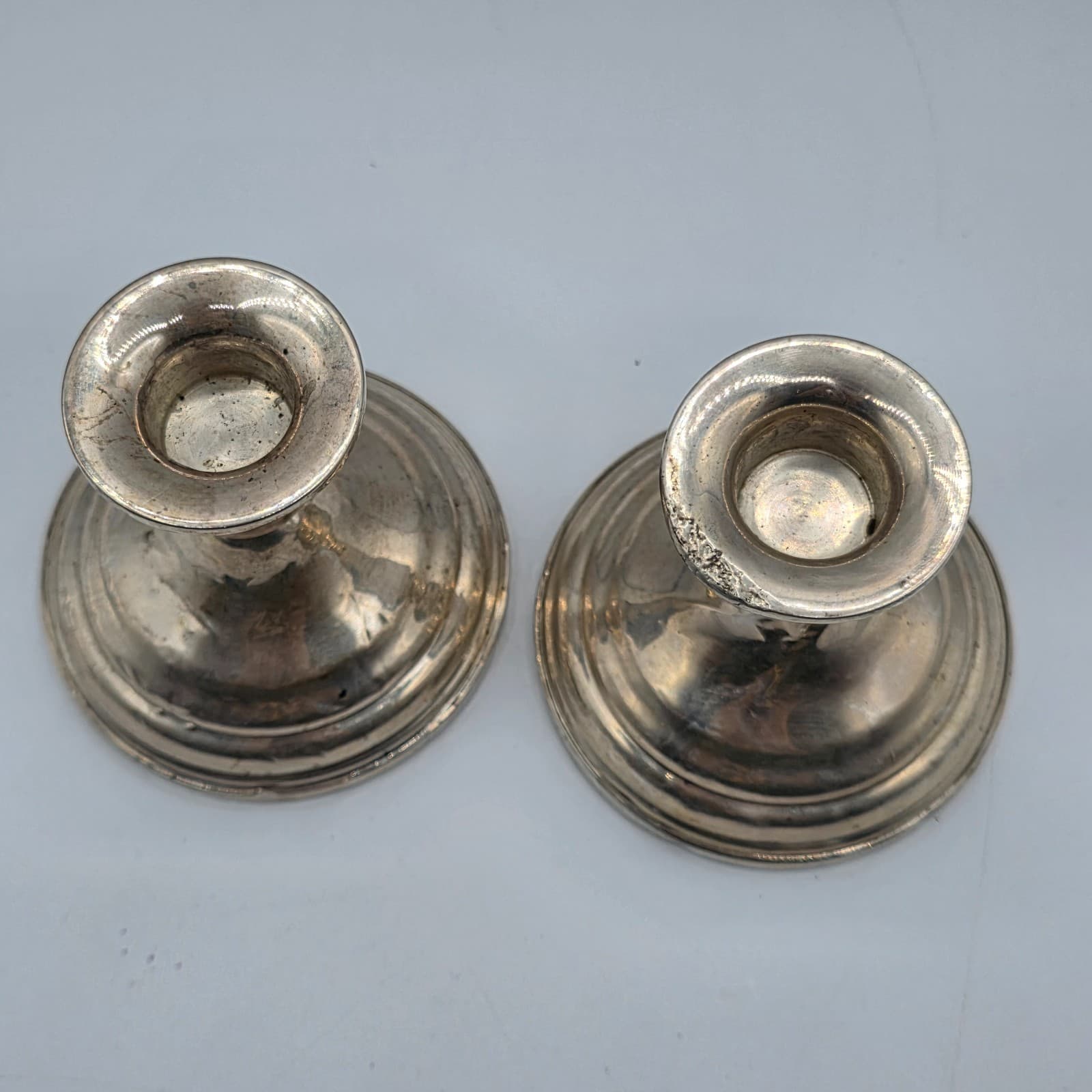 Vintage Sterling Silver International weighted Candlestick Set 3.25" - Thumbnail 2