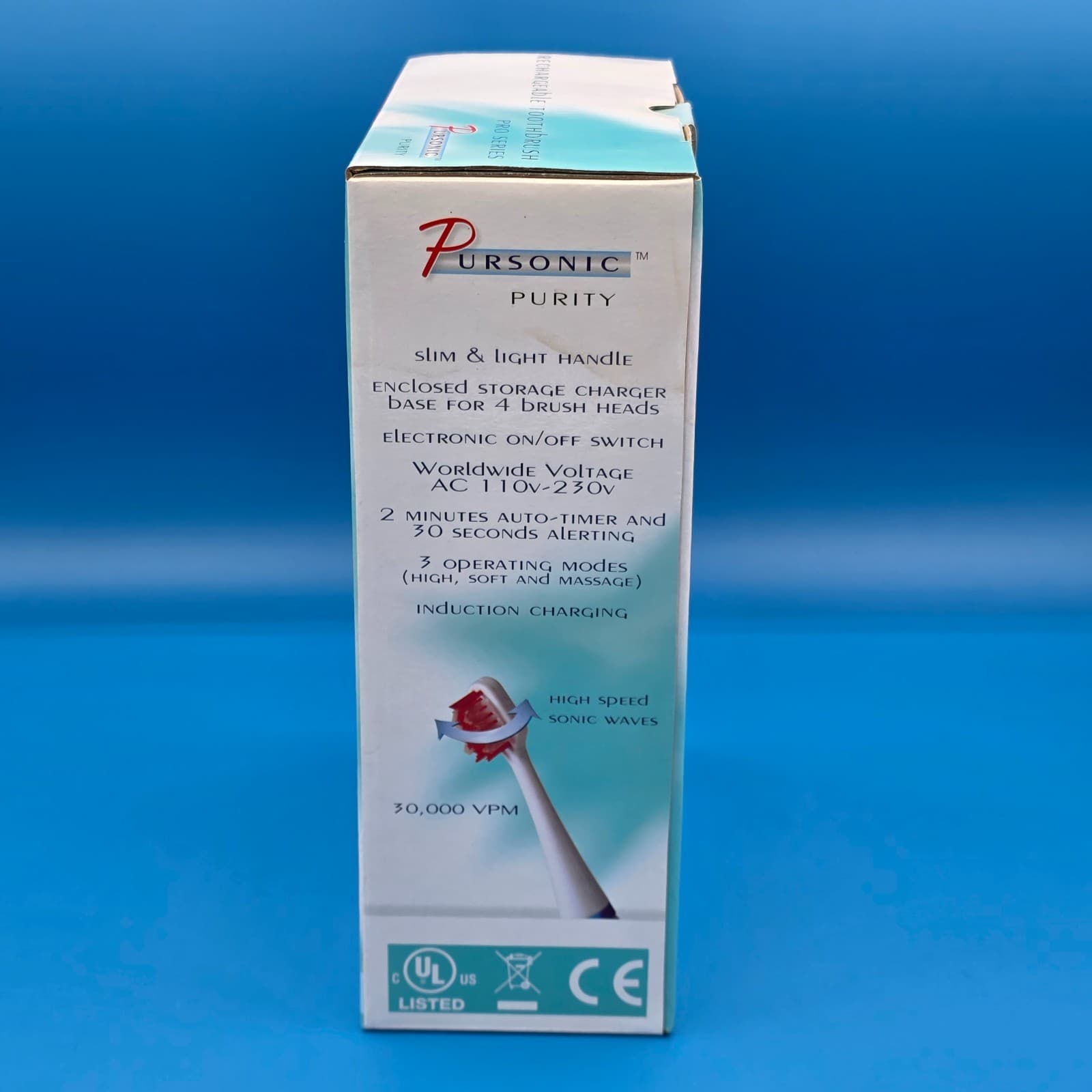 Pursonic Rechargeable Pro Series Toothbrush S400 Deluxe Plus - NEW OPEN BOX - Thumbnail 4
