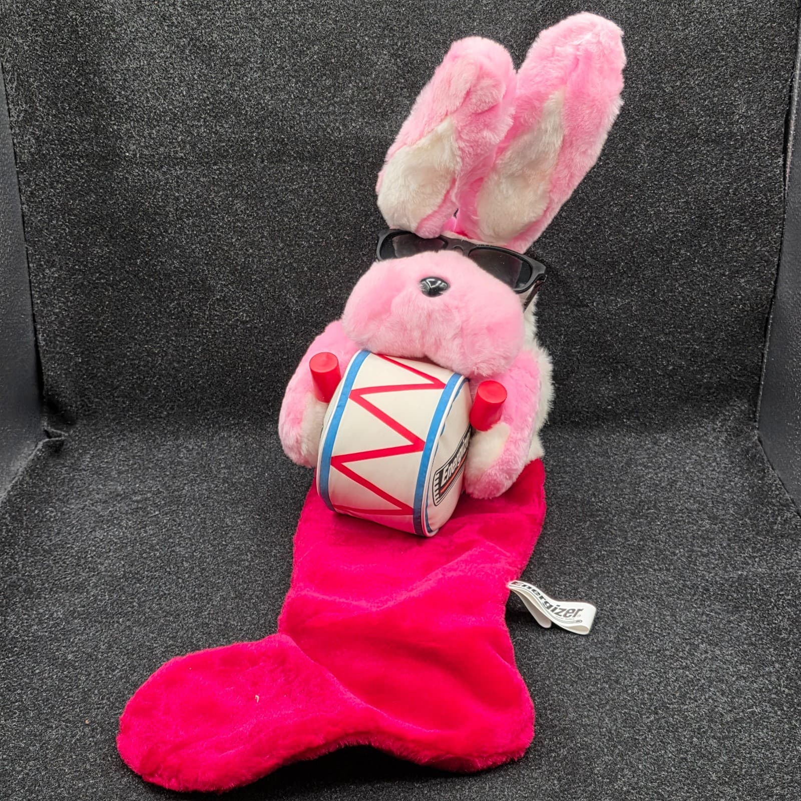 Energizer Battery Plus 1993 Christmas Bunny Stocking Large 25" Playing the Drum