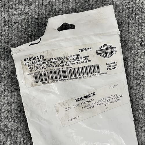 OEM HARLEY DAVIDSON KIT-BRAKELINE UPR 90DEG 24.5IN 41800473 New - Thumbnail 2